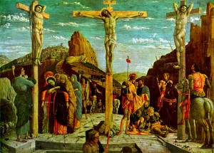 Andrea Mantegna: Pala di San Zeno - particolare della crocifissione, Louvre Parigi.